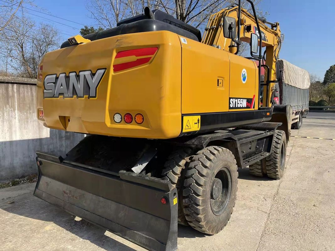 Bereit für den Einsatz chinesischer Original SANY SY155W Gebrauchtradbagger TCD4.1 L4 Motortyp